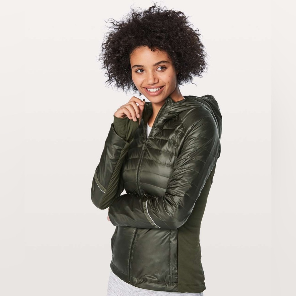 Lululemon Down For A Run Jacket II Olive Green Sz 2